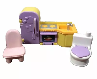 Fisher Price Lot/3 My First Dollhouse Furniture Kitchen Stove Chair Toilet • $7.72