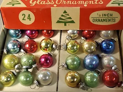 24pcLot VTG 14mm Glass Mercury Tree Assorted BALL Mini Christmas Ornament Japan • $24.95