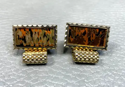 Vintage Abstract Modern Art Work Yellow Gold Plated Wrap Around Cuff Links • $19.95