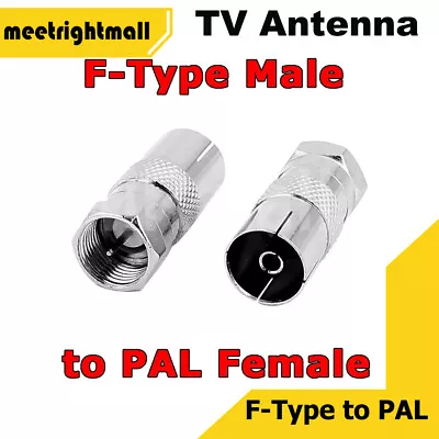 2PCS F-Type Male To PAL Female Socket TV Antenna Cable Connector Cord Adapter • $3.95