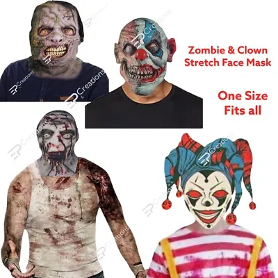 Halloween Masks Scary Fancy Dress Accessory Clown Zombie Scary Stretch Masks UK • £2.99