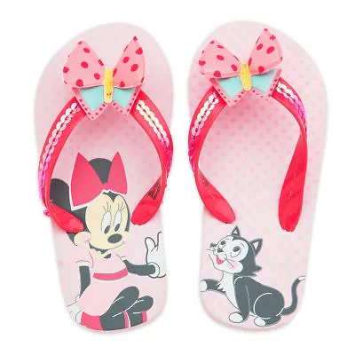 NWT Disney Store Minnie Mouse Flip Flops Sandals Shoes Girls Many Sizes • $13.95