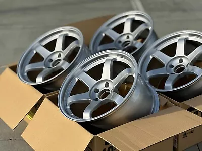 VOLK RACING TE37SL 18x10.5 +15 5x114.3 Diamond Silver (SET OF 4) • $3326