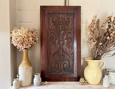£50 • Buy Antique Hand Carved Oak Wall Panel, Architectural Salvage, French Vintage Decor