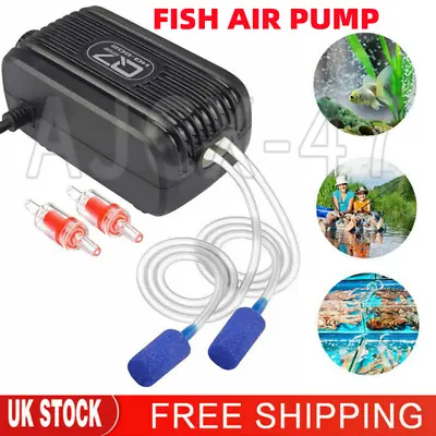 £13.99 • Buy Aquarium Air Pump Fish Tank Oxygen Pump Single/Twin Outlet Valve Accessories UK 