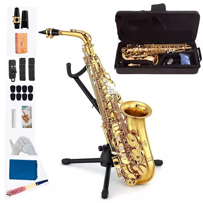 SAX Alto Saxophone Eb E-Flat Saxaphone +Stand Carry Case Mouthpiece For Beginner • $23.99