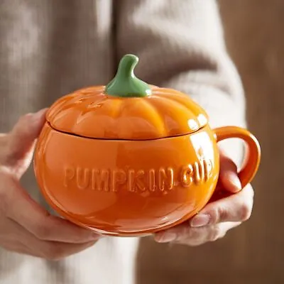 £4.75 • Buy 1PC Pumpkin Cup Creative Personality Water Cup Ceramic With Lid Spoon Milk Cup