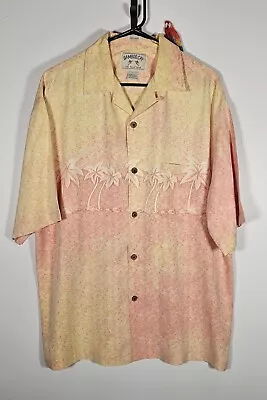 Vintage Bamboo Cay Shirt Men L LG Rainbow Fade 100% Silk Button Up Short Sleeve • $29.95