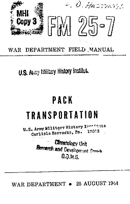 174 Page 1944 Pack Transportation Field Mule Horse Saddle Rigging Manual On CD • $14.99