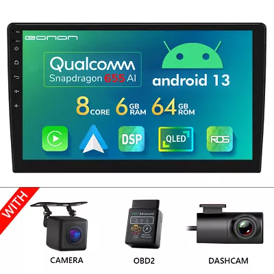 CAM+DVR+OBD+10.1  2Din Car Stereo Radio CarPlay Android 13 8Core 6+64 GPS No DVD • $347.35