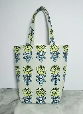 New! Marimekko Handmade Bag Tote Maalaisruusu Rose Blue/Lime • $47