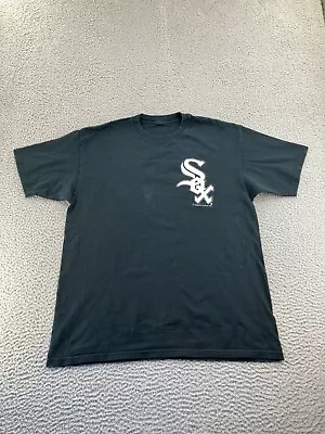Vintage Chicago White Sox Shirt Mens Medium Black MLB Baseball Short Sleeve Logo • $17.99