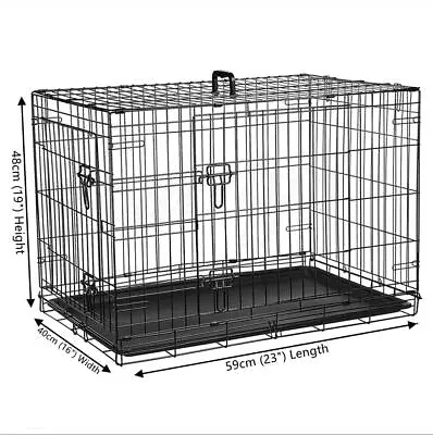 36  42  48  Heavy Duty Dog Crate Kennel Folding Metal Pet Cage 2 Door With Tray • $29.69