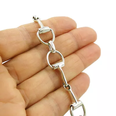 Slender Horse Bit Snaffle Hallmarked 925 Sterling Silver Bracelet For Women • £99.99