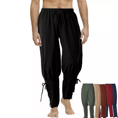 Medieval Trousers Men's Pants Viking Renaissance Lace-Up Bandage LARP Trousers • $22.99