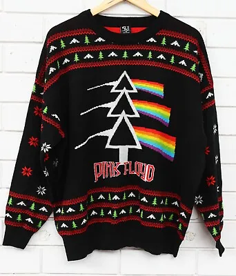 Women's Pink Floyd Dark Side Of The Moon Black Christmas Jumper Size 14 • $89