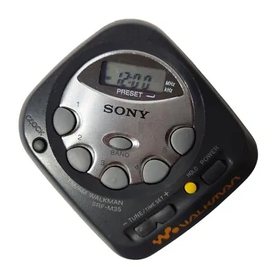 SONY SRF-M35 Walkman FM/AM Stereo Clock Mini Portable Radio Music Player Gray • $23