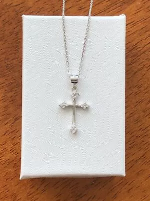 Small Cz Cross Pendant Necklace 925 Sterling Silver Womens 17mm(0.67 ) 18.5-20  • $27.85