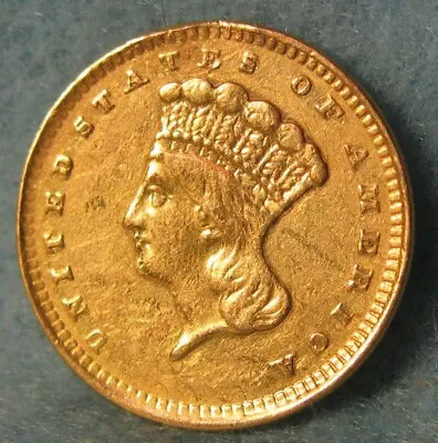 1856 Type 3 Indian Princess $1 Dollar US Gold Coin Better Grade Details • $147.50