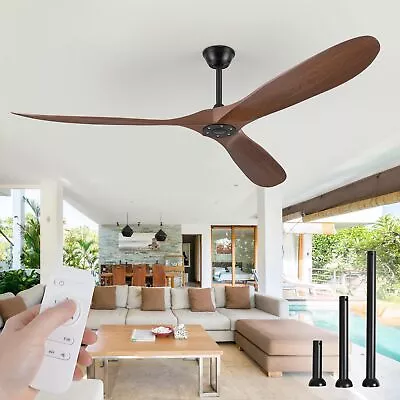 Outdoor Ceiling Fan No Light 70 Inch Deep Walnut Large Ceiling Fan With Remo... • $286.48