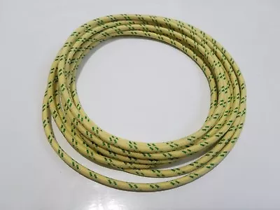 10 Feet Vintage Braided Cloth Covered Primary Wire 14 Gauge 14g Ga Yellow Green • $7.95