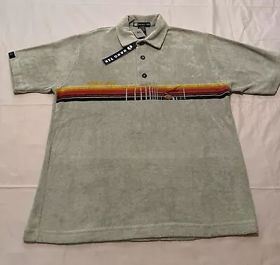 Vintage Hang Ten Surf Terry Cloth Polo Shirt Size Medium.color Green. • $59.99