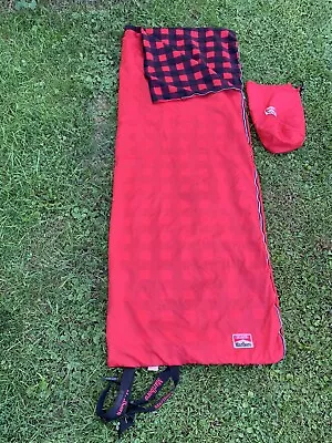 Vintage 90’s Marlboro Unlimited Sleeping Bag  Buffalo Check Plaid Flannel Lining • $14.80