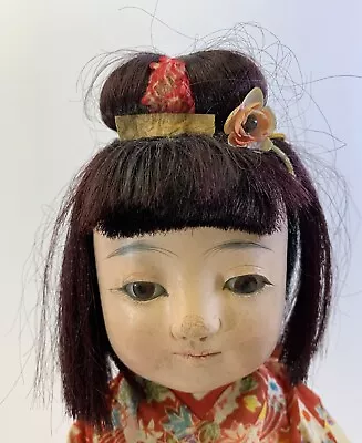 Japanese Gofun Ichimatsu Doll 14” Incl. Bun Original Kimono Vintage Girl • $45.25