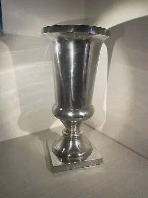 Polished Aluminum Tall Pedestal Flower Vase-Planter  • $95