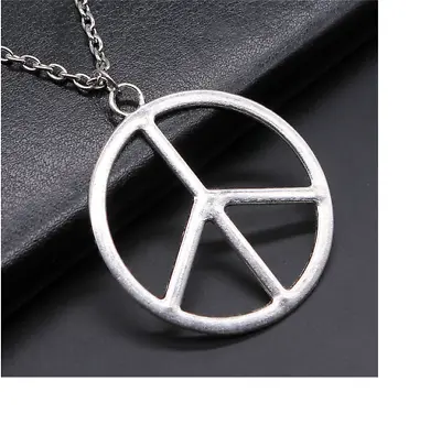 BIG HIPPIE PEACE SIGN SYMBOL Pendant 24  Sterling Silver 925 Italy Necklace LOVE • $13.89