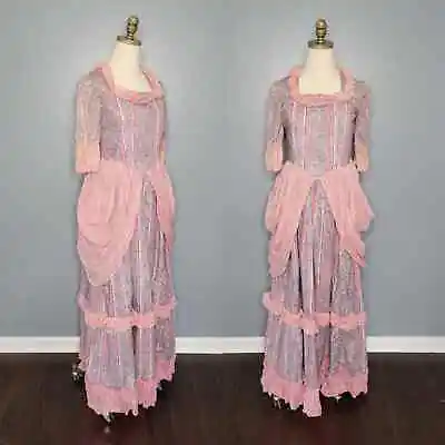Vintage Handmade Costume Pink And Blue Paisley Marie Antoinette Inspired Costume • $250