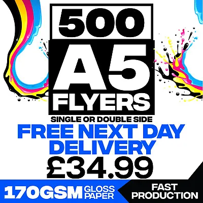 £34.99 • Buy A5 Flyers Printed Full Colour Single Or Double Side On 170gsm Next Day Delivery