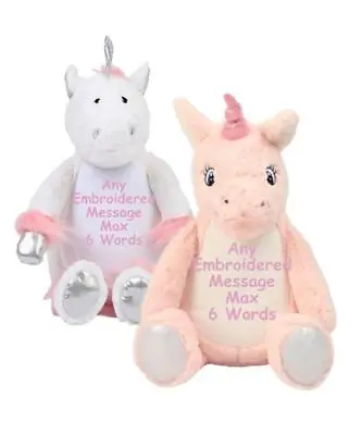 Personalised Teddy Unicorn Bear Christening Baby 1st Birthday Flower Girl Gift • £24