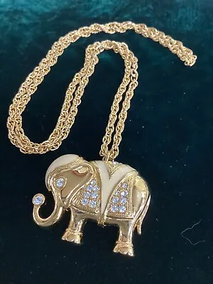 Vintage Avon Kenneth Jay Lane KJL Elephant Pendant /pin Trunk Up Lucky • $19.95