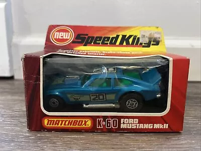 1960s MATCHBOX SPEED-KINGS K_60 BLUE FORD MUSTANG Mk II WITH BOX • $61