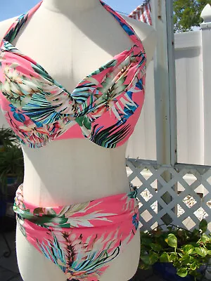 La Blanca Multi Colored Floral Halter Bikini Swim Suit - 38d/12 • $21.99