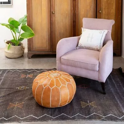 Bohemian Unstuffed Genuine Pouffe Leather Moroccan Footstool Handmade • $123.50