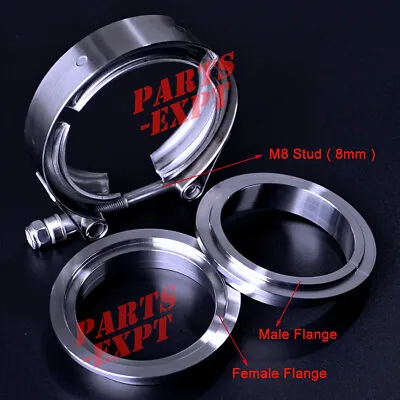 $14.85 • Buy Exhaust Downpipe 2.5 Inch V-band Clamp Stainless Steel Flange Kit Male-Female