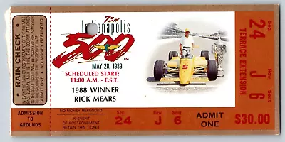 1988 Indianapolis 500 Ticket Stub Racing IMS Rick Mears - Seat 6 • $17.99