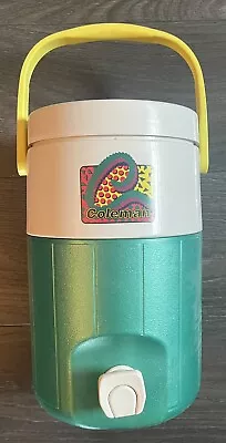 Vintage Retro Coleman Water Jug Neon Teal 90s 1 Gallon 5590 Personal Cooler  • $18.50