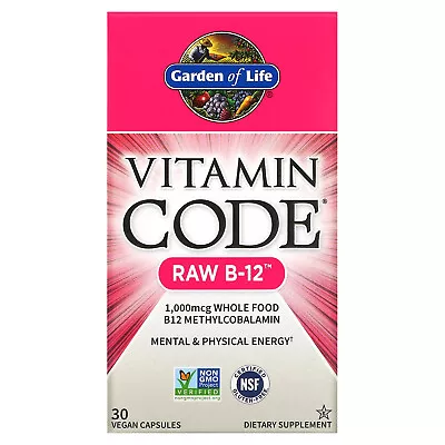 Garden Of Life Vitamin Code Raw B-12 30 Vegan Caps Gluten-Free Kosher No • $17.32