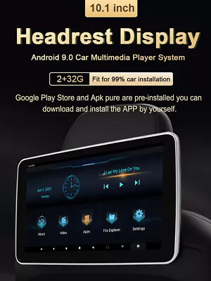 10.1inch Android Rear Headrest Monitor Video Player For Car TV Touch Screen • £169.99