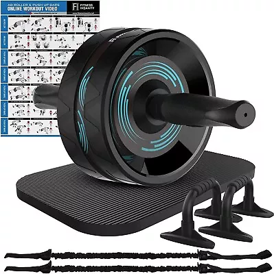 Fitness Insanity Ab Roller Wheel 6-in-1 Ab Roller Kit W/ Knee Mat Push-Up Bars • $16.89