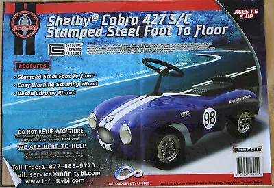 Shelby Cobra Ride On Car Cracker Barrel New In Box Stamped Steel • $99.99