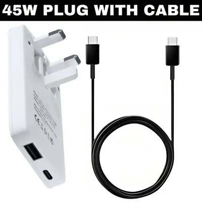 45W Slim Plug Super Fast Charger Adapter Plug USB-C Type C For Samsung Phones UK • £4.57