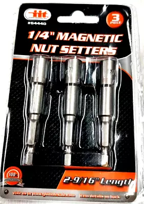 NUT DRIVERS 3 PC. NEW 1/4 INCH X 2 9/16  INCH LONG MAGNETIC NUT DRIVER SETTERS • $8.95