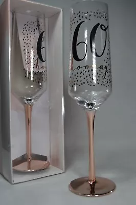 60TH BIRTHDAY GIFT LADIES 60TH BIRTHDAY CHAMPAGNE FLUTE GLASS 60th Party Glass • £11.98