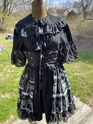 Size Small Ruffled Short EMO Dress Steam Punk Cosplay Carriages Horses Doll Baby • $16.99