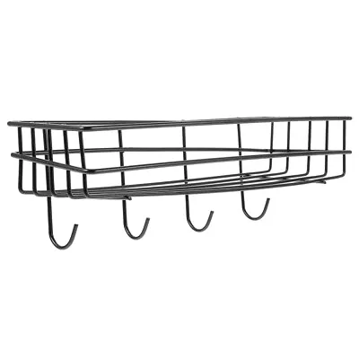  Shelf Iron Syrup Bottle Holder Wall Black Bathroom Towel Basket • £13.48