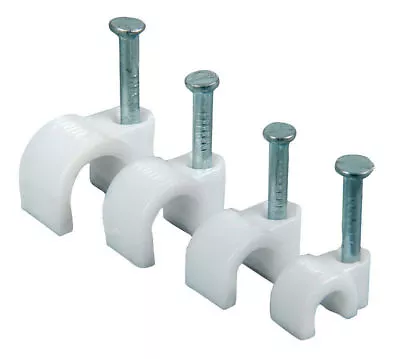 £3.50 • Buy Round White Cable Clips 4mm, 5mm, 6mm, 7mm, 8mm,  Packs Of 10 - 100 Free Uk P+p